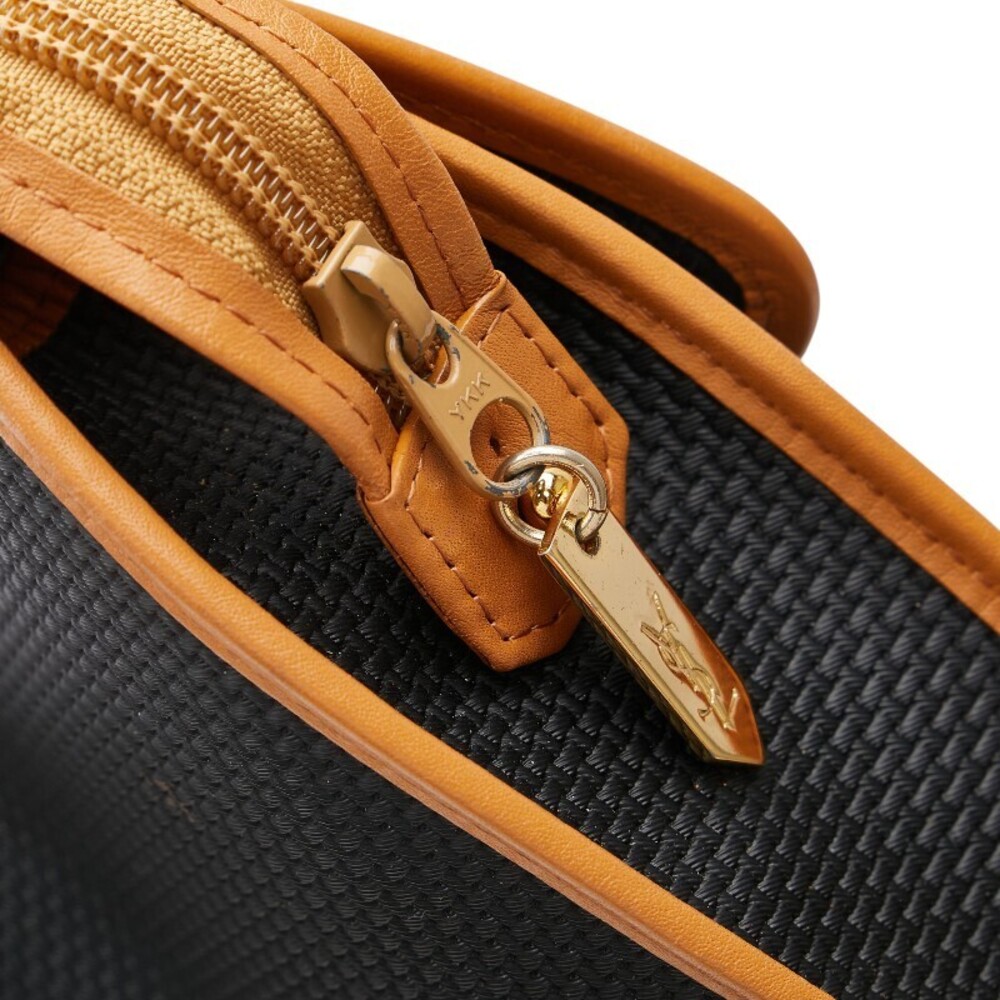 Saint Laurent YSL logo clutch bag black brown leather - Picture 8 of 9
